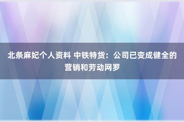 北条麻妃个人资料 中铁特货：公司已变成健全的营销和劳动网罗