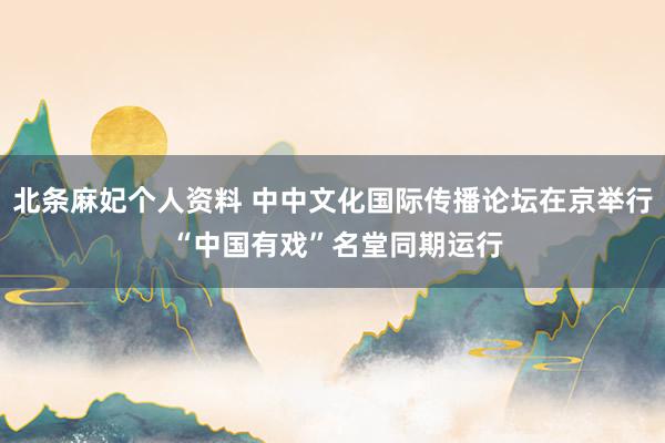 北条麻妃个人资料 中中文化国际传播论坛在京举行 “中国有戏”名堂同期运行