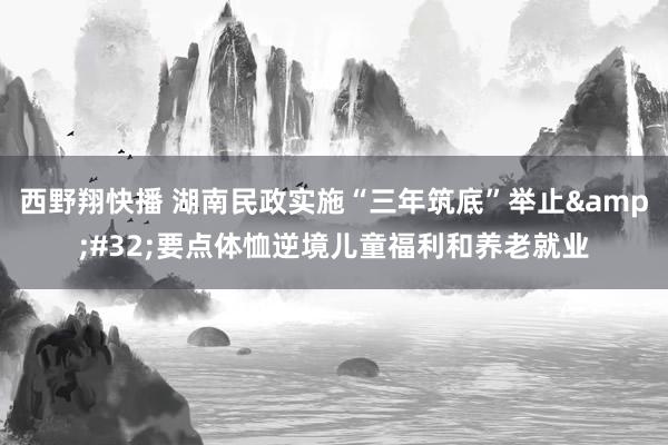 西野翔快播 湖南民政实施“三年筑底”举止&#32;要点体恤逆境儿童福利和养老就业