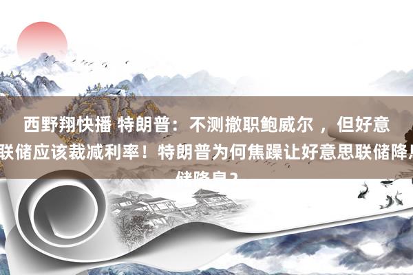 西野翔快播 特朗普：不测撤职鲍威尔 ，但好意思联储应该裁减利率！特朗普为何焦躁让好意思联储降息？