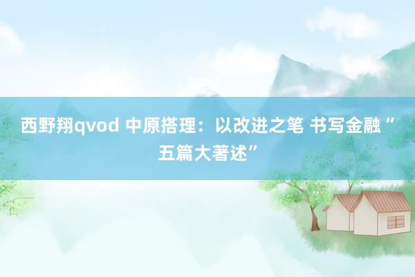 西野翔qvod 中原搭理：以改进之笔 书写金融“五篇大著述”