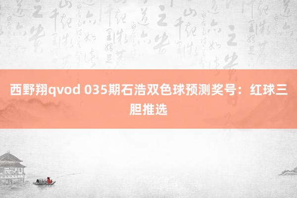 西野翔qvod 035期石浩双色球预测奖号：红球三胆推选